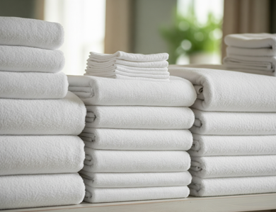 Fluffy Row Of Clean White Towels