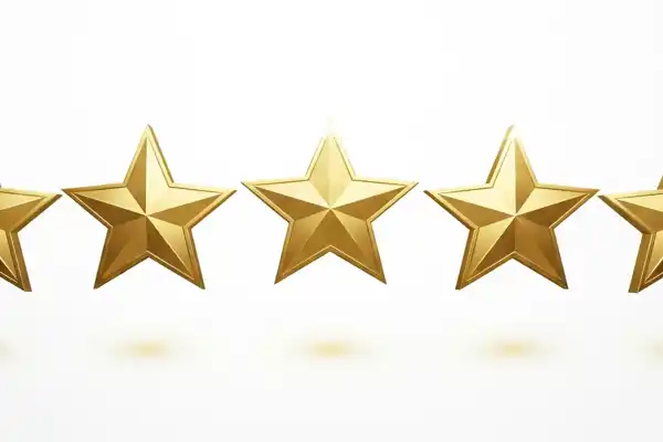 A Clean, Modern Graphic Featuring Five Gold Or Blue Stars
